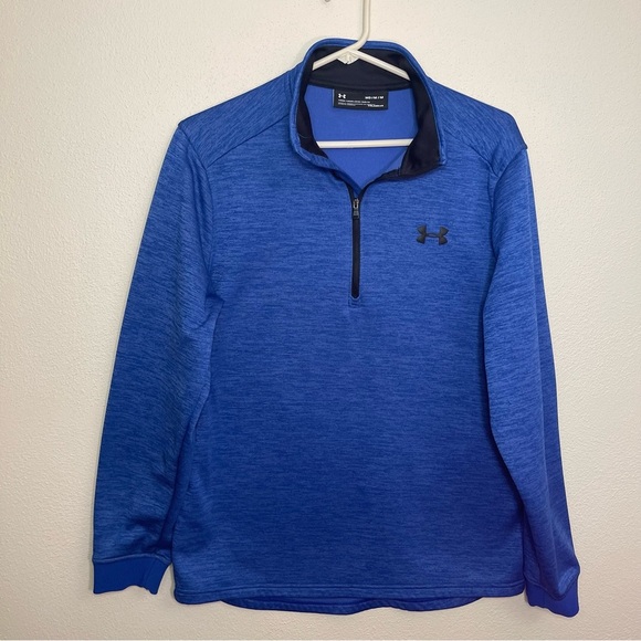 Under Armour Coldgear Quarter Zip Royal Blue Sweatshirt - Picture 5 of 14